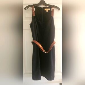 Michael Kors Navy Blue leather buckle detail dress  Sz M
